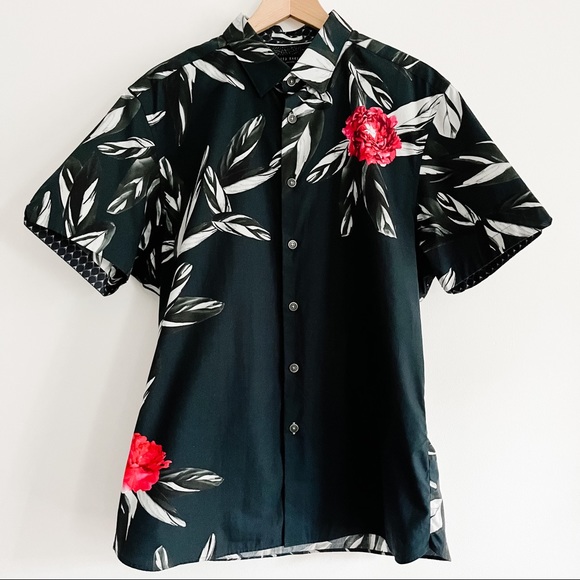 Ted Baker Men’s T For Tall Slim Short Sleeved Dress Shirt Tropical Floral Print - Picture 5 of 13